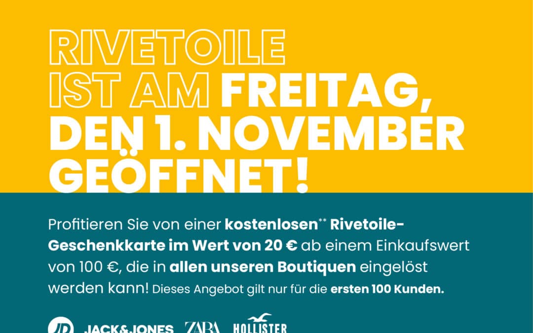 Rivetoile ist am 1. November geöffnet!